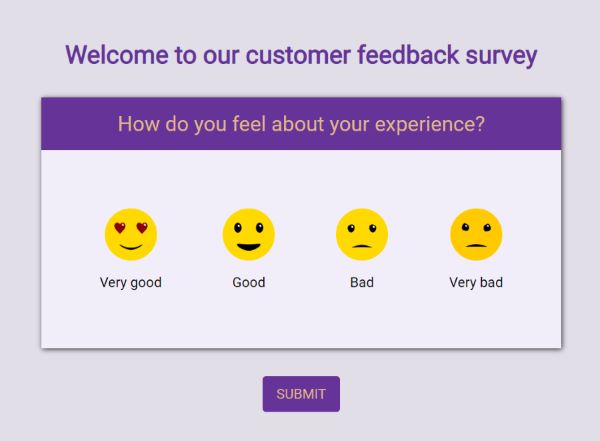 feedback survey interface - project screenshot